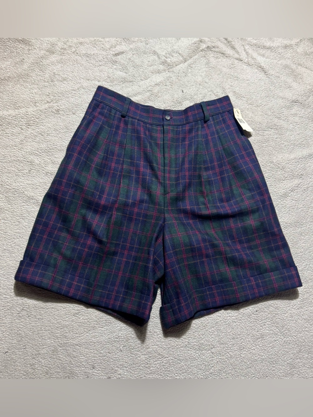 Signature Expressions Shorts Womens 12 Plaid Wool Blend Vintage Lined Pleated